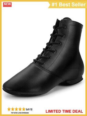 Leather Jazz Boots Split Sole Lace-Up Dance Shoes